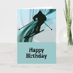 Downhill Skier on Icy Ribbons Card