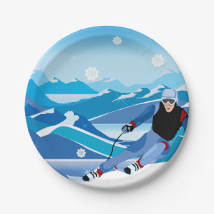 Downhill Skier Paper Plates