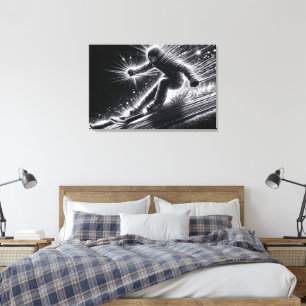 Downhill Skier With Light Trails Canvas Print