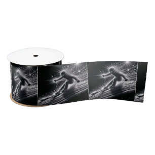 Downhill Skier With Light Trails Satin Ribbon