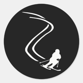 Downhill skiing classic round sticker