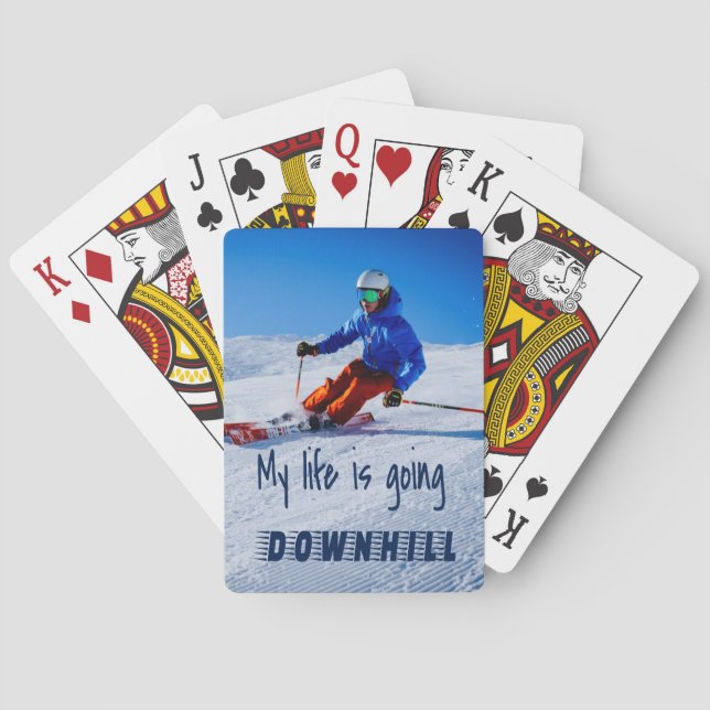Downhill Skiing Funny Motivational Snow Ski Playing Cards (Back)