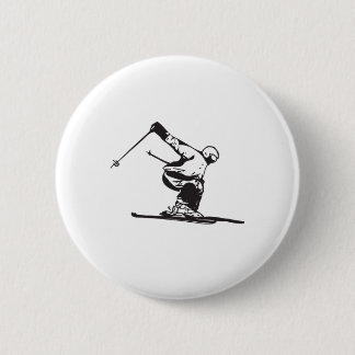 Downhill Skiing Skier 2 Inch Round Button