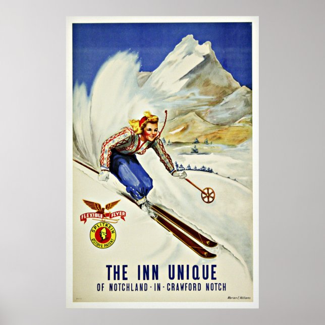 Downhill Skiing Vintage Travel Posters (Front)