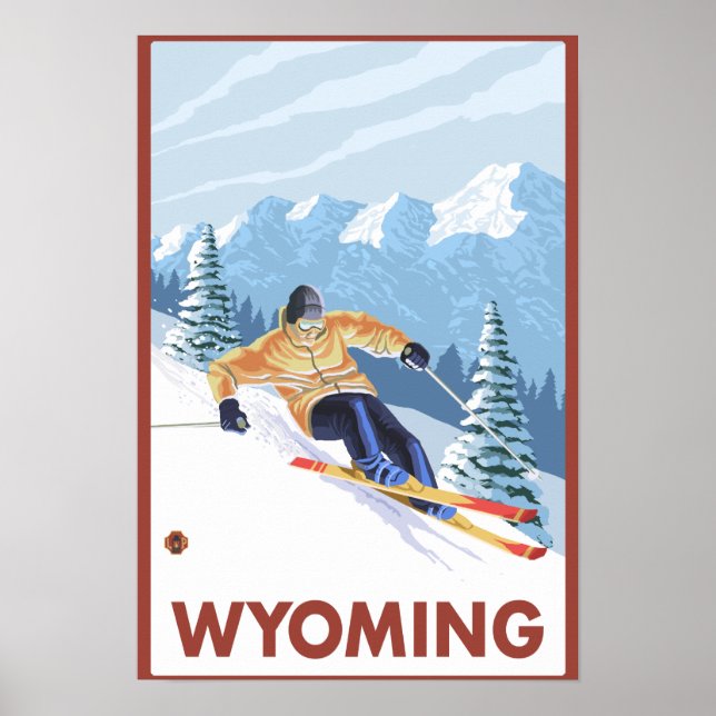 Downhill Snow SkierWyoming Poster (Front)