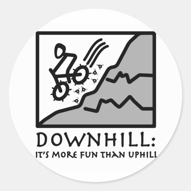 Downhill Thrill Mountain Biking Classic Round Sticker (Front)