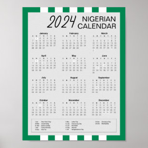 Download 2024 Nigerian Calendar  $5.95 PDF or  Poster