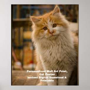 Download Digital Pet Portrait Custom Cat Portrait Poster