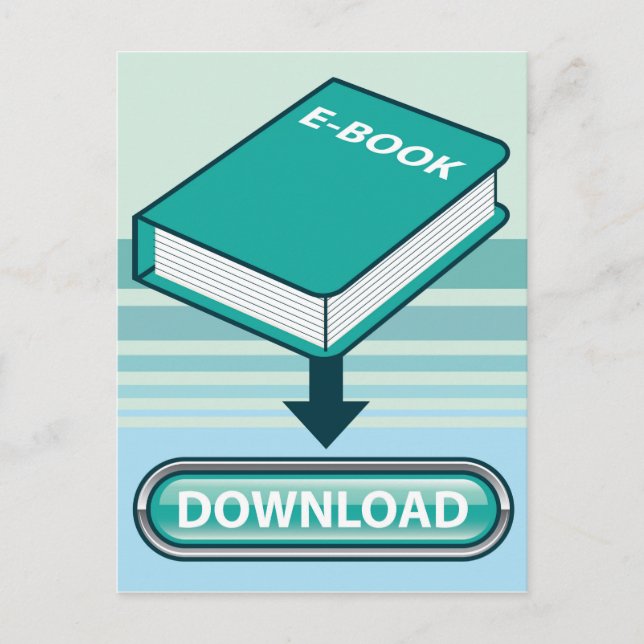 Download Ebook Button with Book Icon Postcard (Front)