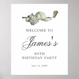 DOWNLOADABLE Golf 80th Birthday Welcome Sign