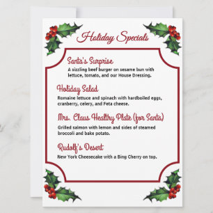 Downloadable Holiday Specials Menu