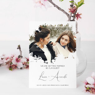 Downloadable Minimal Fancy Grunge Ink Brushstroke  Save The Date