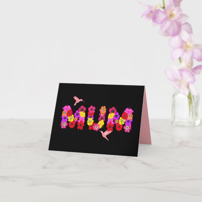 Downloadable Mothers Day Floral Hummingbird Mum Card (Orchid)