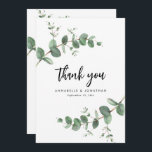 downloadable wedding eucalyptus thank you invitation<br><div class="desc">downloadable beautiful delicate eucalyptus foliage wedding thank you card design. Modern elegant on trend sage green,  black,  navy blue and white stylish contemporary rustic collection. Ideal for spring,  summer,  fall,  autumn or winter weddings.</div>