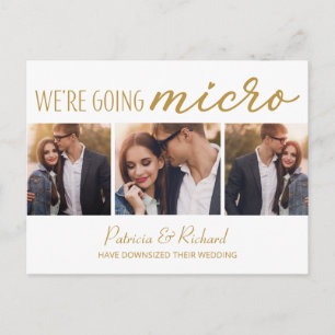 Downsize Wedding Announcement Cute 3 Photo Postcard