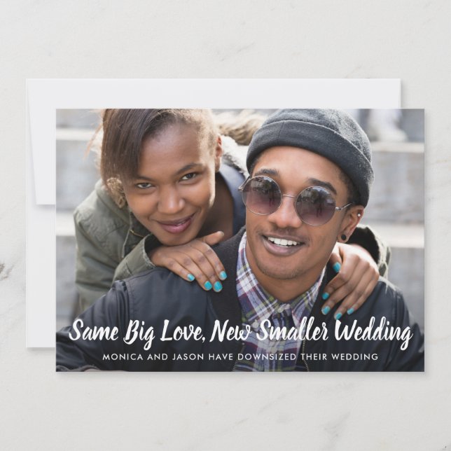 Downsized Wedding Same Love Photo Classic Blue Announcement (Front)
