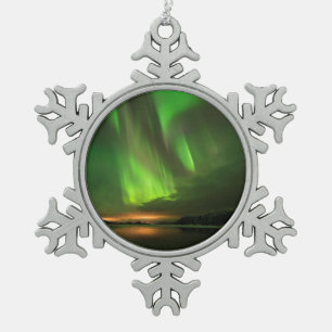 Downstream Aurora Snowflake Pewter Christmas Ornament