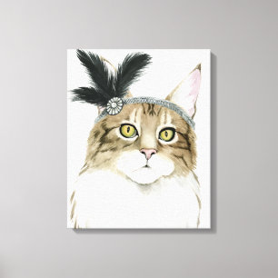 Downton Cat   Adorned With Feathers Canvas Print