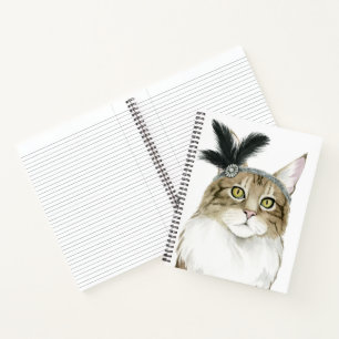 Downton Cat   Adorned With Feathers Notebook