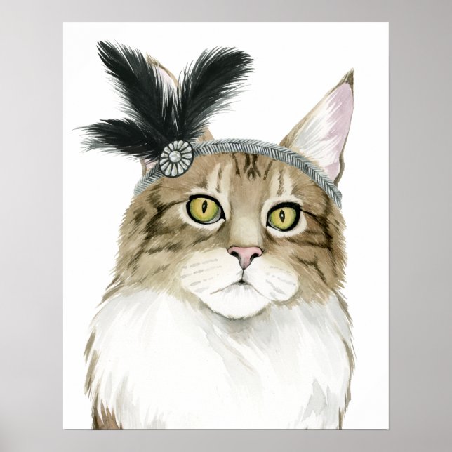 Downton Cat | Adorned With Feathers Poster (Front)