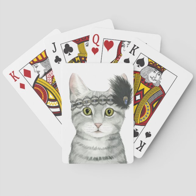 Downton Cat | Bejeweled With Lace Playing Cards (Back)