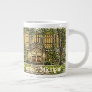 Downtown Ann Arbor, Michigan Hand Drawn Style Large Coffee Mug