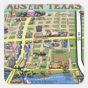 Downtown Austin Texas 14 Square Sticker