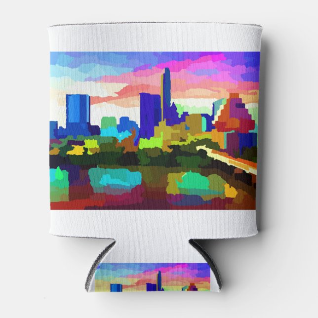 Downtown Austin Texas Skyline Can Cooler (Front)
