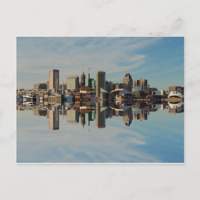 Downtown Baltimore Maryland Skyline Reflection Postcard (Front)