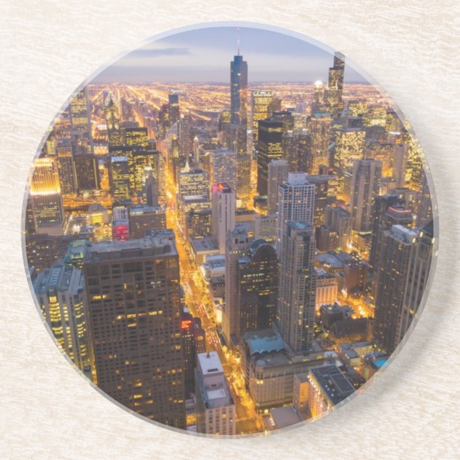 Downtown Chicago skyline at dusk Coaster (Front)