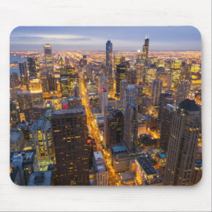 Downtown Chicago skyline at dusk Mouse Pad