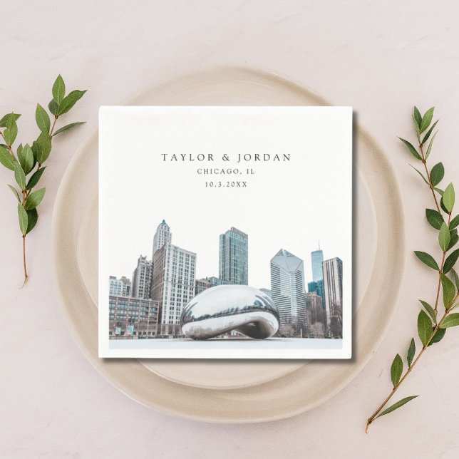 Downtown Chicago Wedding Paper Cocktail Napkin (Downtown Chicago Wedding Paper Cocktail Napkin)