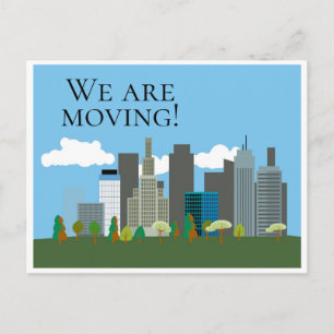 Downtown City Skyline Change Address Postcard