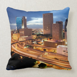 Downtown City View Throw Pillow