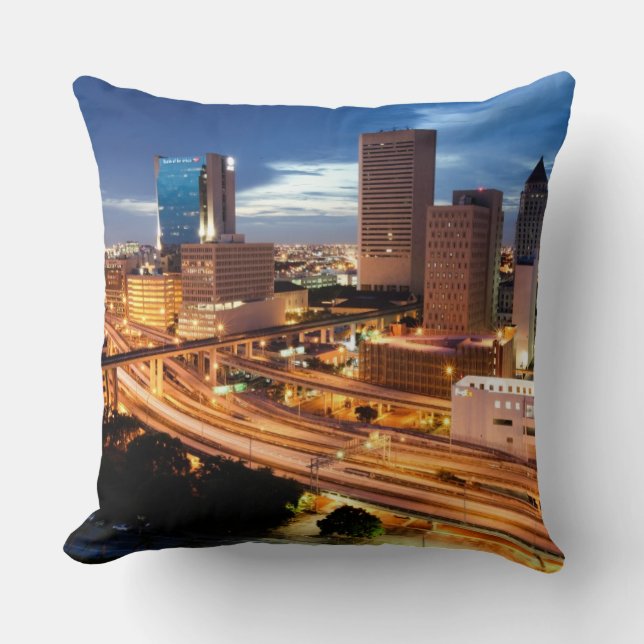Downtown City View Throw Pillow (Front)