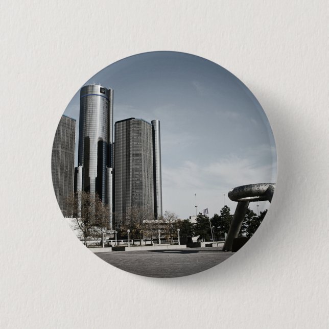 Downtown Detroit 2 Inch Round Button (Front)