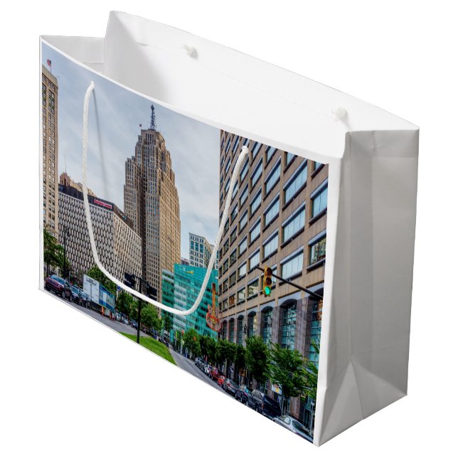 Downtown Detroit Large Gift Bag (Front Angled)