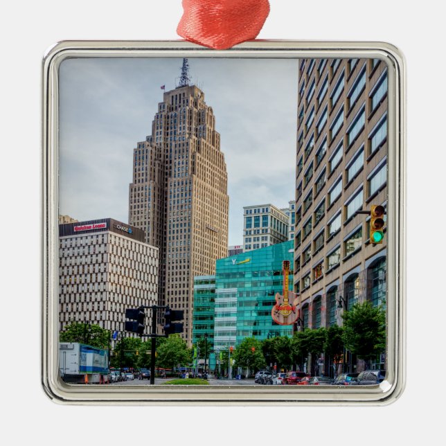 Downtown Detroit Metal Ornament (Front)