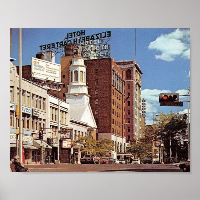 Downtown, Elizabeth, New Jersey Vintage Poster (Front)