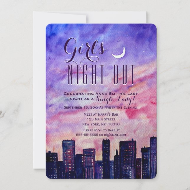 Downtown Girl's Night Out at Sunset Invitation (Front)