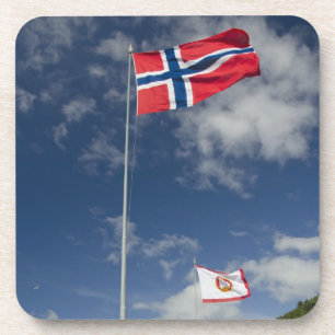 Downtown historic port area of Bergen wth flags Coaster