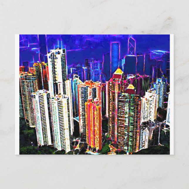 Downtown Hong Kong: China: Postcard (Front)