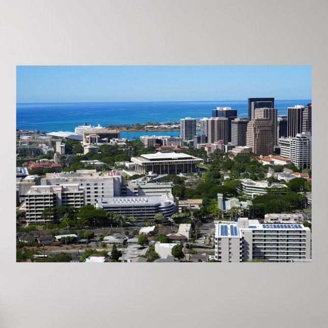 Downtown Honolulu City View Poster (Front)