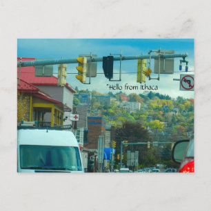 DOWNTOWN ITHACA NEW YORK postcard
