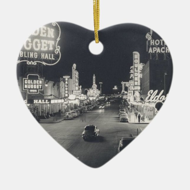 Downtown Las Vegas Retro Ceramic Ornament (Front)