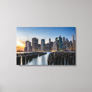 Downtown Manhattan Sunset Canvas