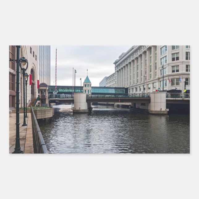 downtown milwaukee riverfront and architecture sticker (Front)