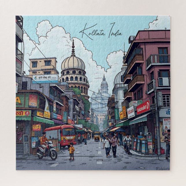 Downtown Motor Bikes in Kolkata, India Jigsaw Puzzle (Vertical)