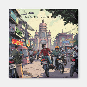 Downtown Motor Bikes in Kolkata, India Magnet