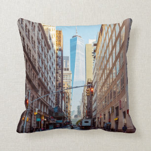 Downtown New York View of World Trade Center Throw Pillow